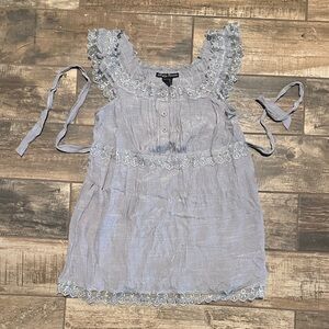 Simply Irresistible Gray Lace Trim Blouse